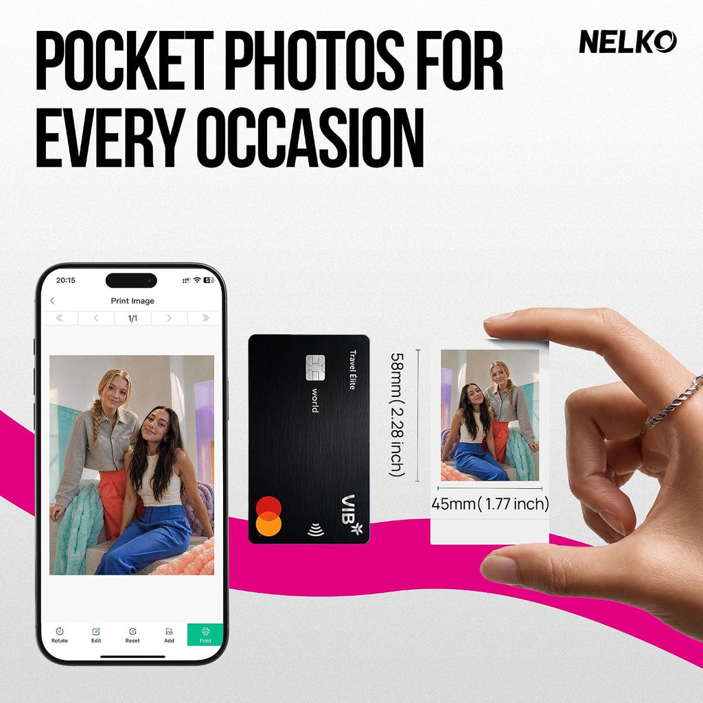 NELKO Flow - Impresora fotográfica de 2 x 3 para imanes y transferencias