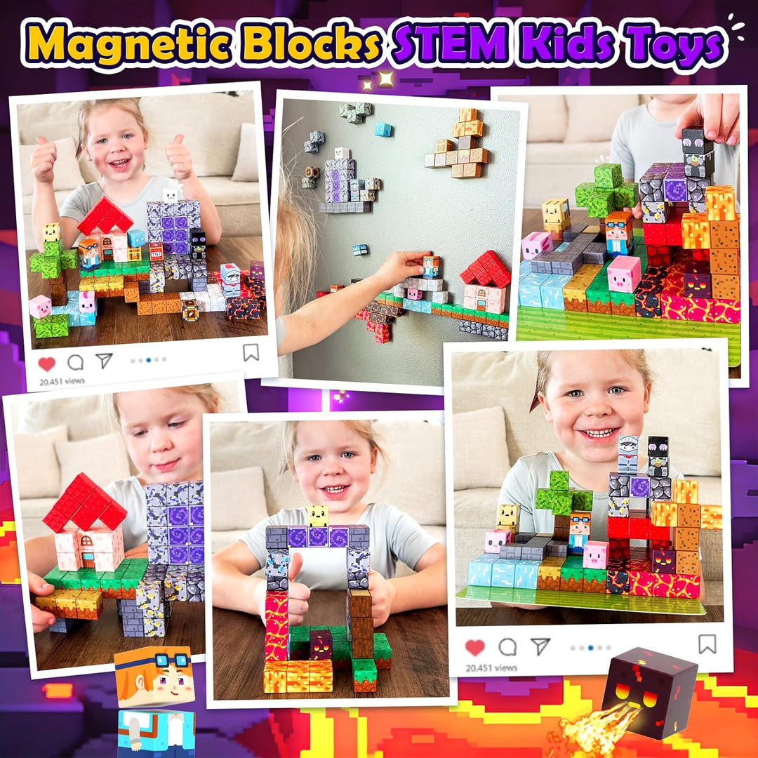 Soyee Bloques magnéticos, 200 unidades, cubos de construcción magné...