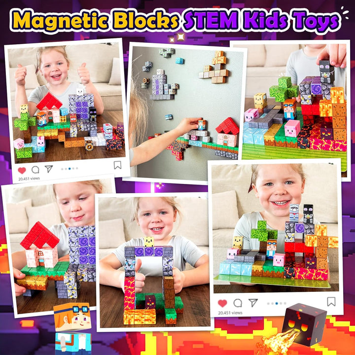 Soyee Bloques magnéticos, 200 unidades, cubos de construcción magné...