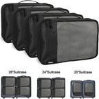 Cubos de embalaje para viajes, 4 cubos de embalaje para maletas, bolsa organizadora de equipaje de malla ligera con doble cremallera, color negro