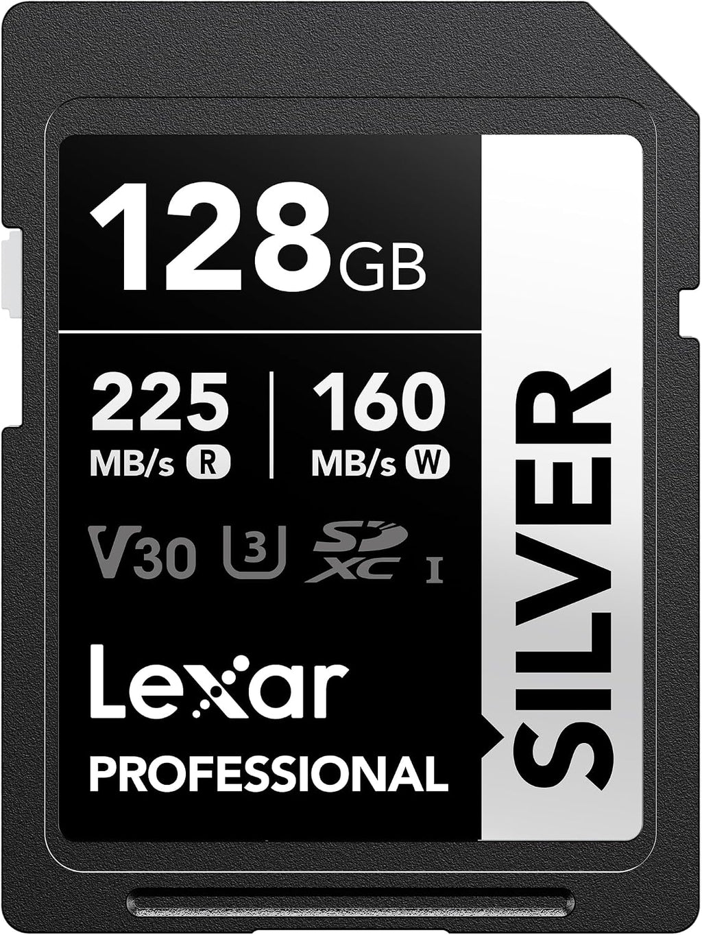 Lexar Tarjeta de memoria SD plateada de 128 GB, lectura de 225 MB/s, 4K