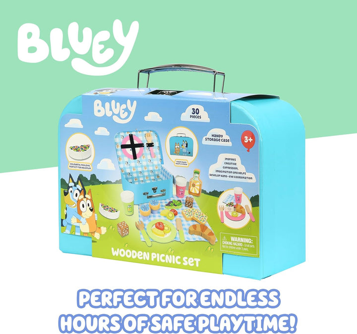 8th Wonder Wooden Bluey Toys - Estuche de transporte de picnic, 30...
