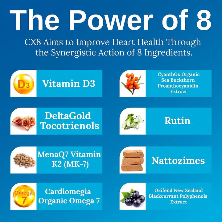 Xtendlife Suplemento de salud cardíaca CX8 para apoyo cardiovascula...