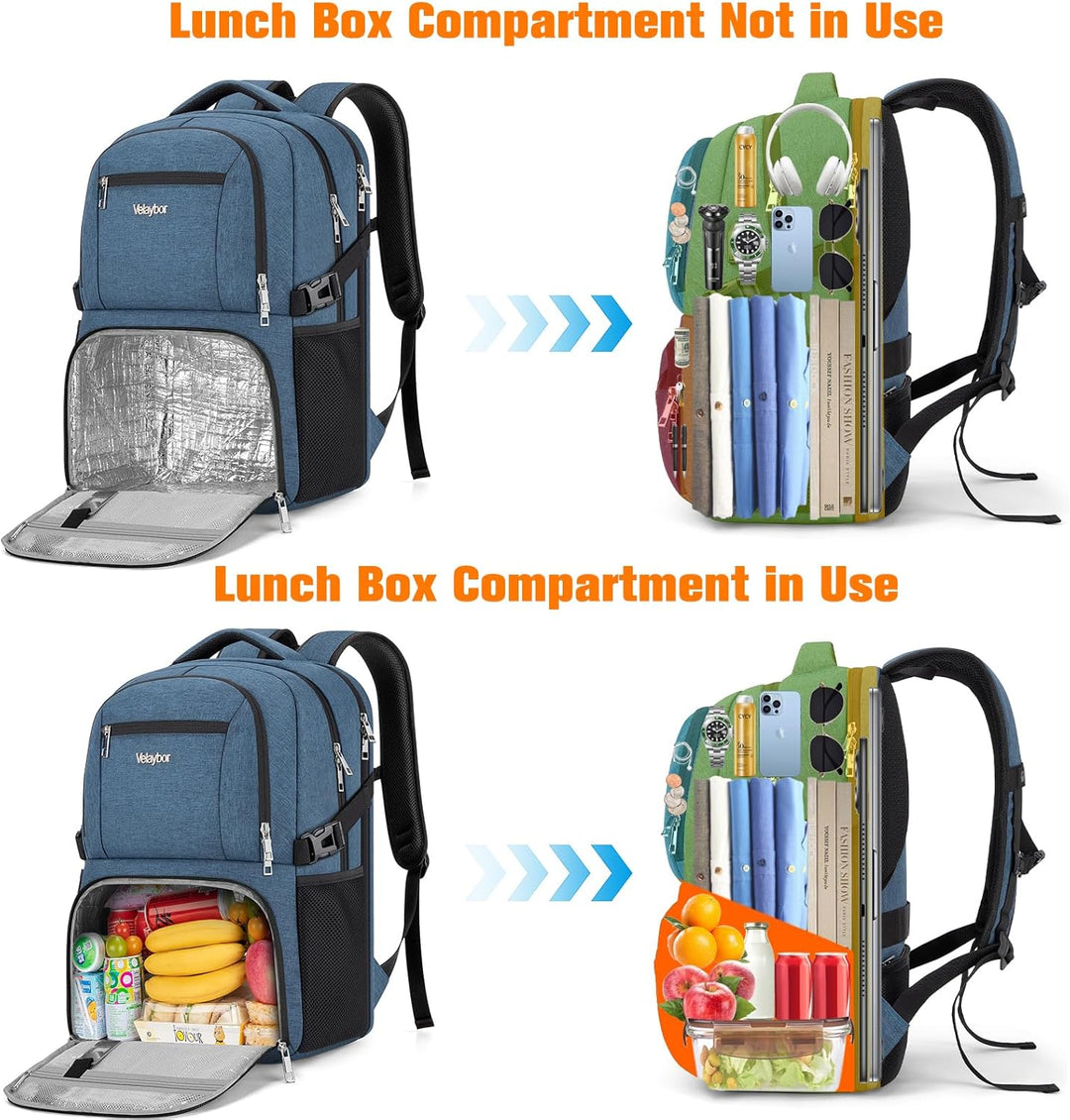 Velaybor Mochila de almuerzo aislada para laptop de 17 pulgadas, mo...