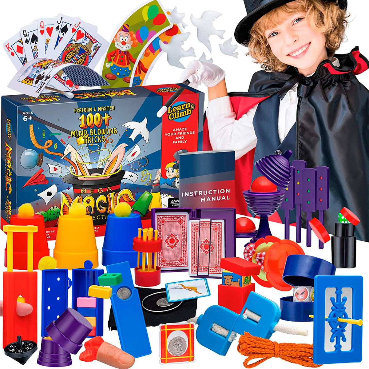 Kit grande de trucos de magia para niños. Haz cientos de los trucos emocionantes de la actualidad. DVD explicatorio incluido, versión español no garantizada
