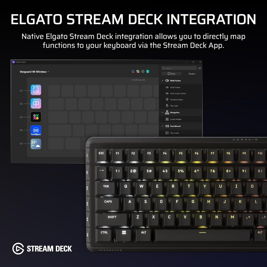 Corsair Teclado mecánico inalámbrico para juegos RGB Vanguard 96 \u...