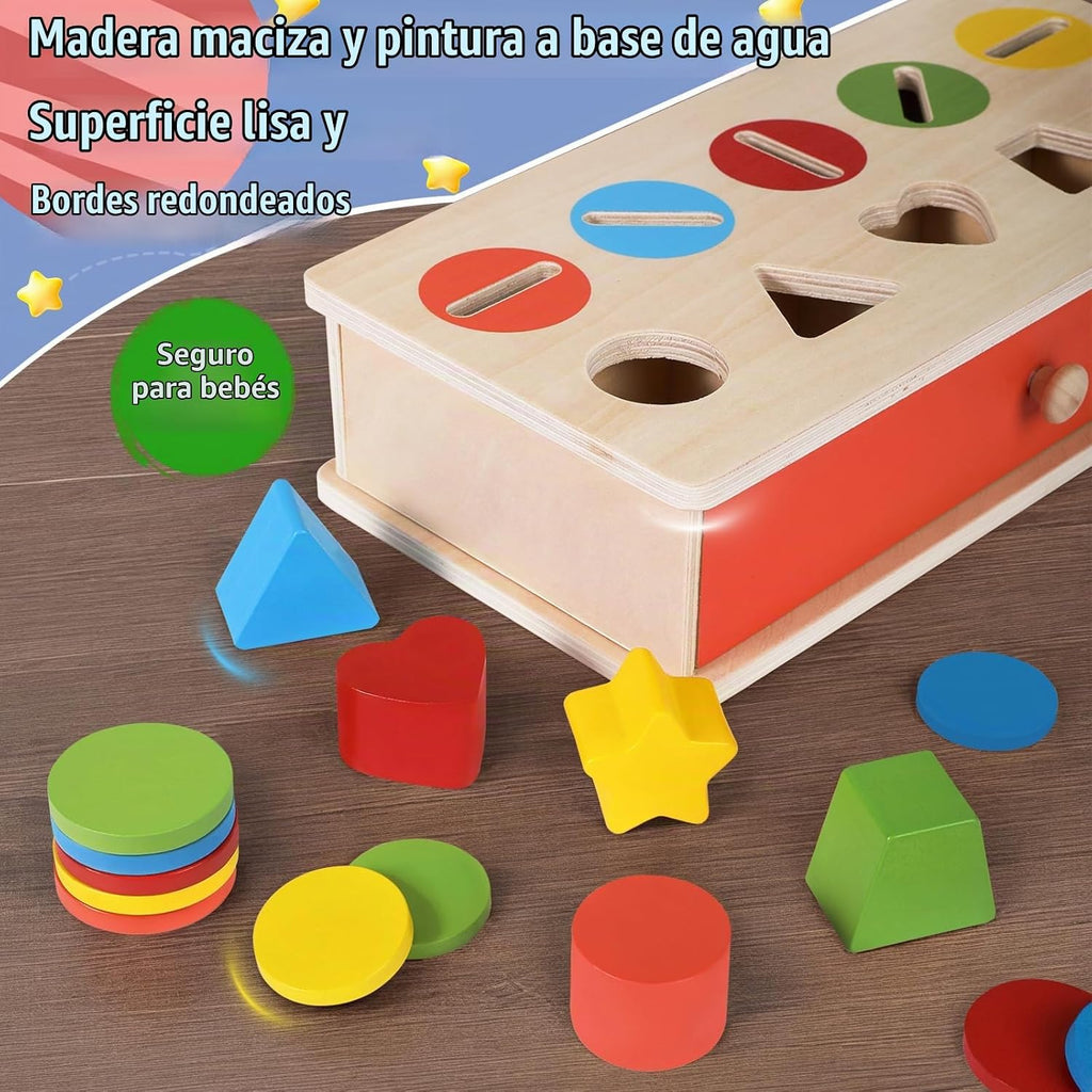 Juguetes a juego de clasificación de formas de color de madera