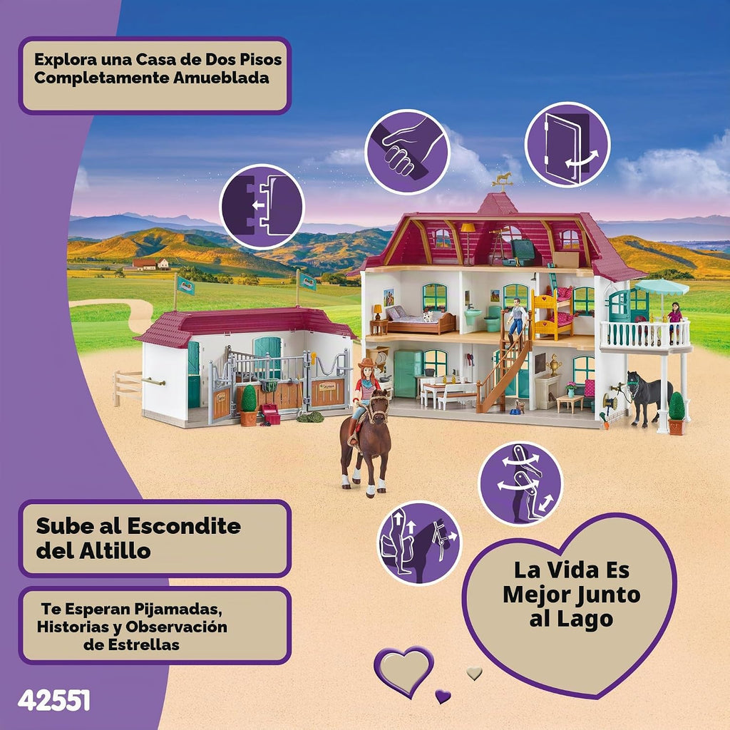 Schleich Horse Club - 192 piezas de casa de campo junto al lago y establo |