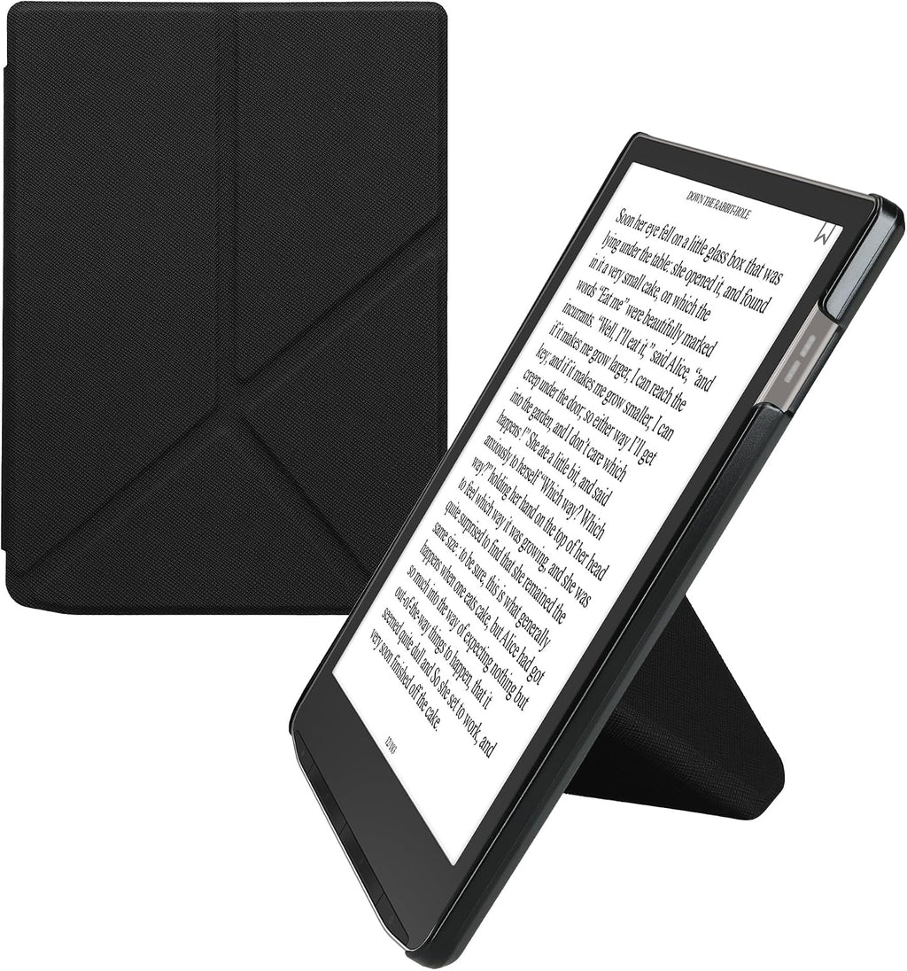 kwmobile Funda para Pocketbook InkPad 4/Color 3/2 / Vivlio InkPad 4/Color 3 - Funda delgada de piel sintética para lector electrónico con soporte y función de sueño automático - Negro