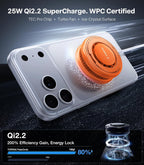 TORRAS PolarCircle Cargador inalámbrico Qi2.2 de 25W, almohadilla magnética refrigerada para iPhone 17/16, cargador inalámbrico para Samsung Galaxy S26/S25 con soporte giratorio 360°, enfriador de juego semiconductor, con adaptador IceNano de 45W
