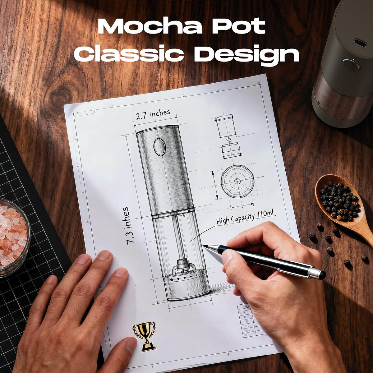 Juego de molinillo eléctrico de sal y pimienta, salero y pimentero automático recargable con 6 grosores ajustables, molinillo de pimienta de gran capacidad, electrodomésticos de cocina, regalos para