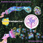 Pistola de burbujas de dinosaurio para niñas, juguete de máquina de
