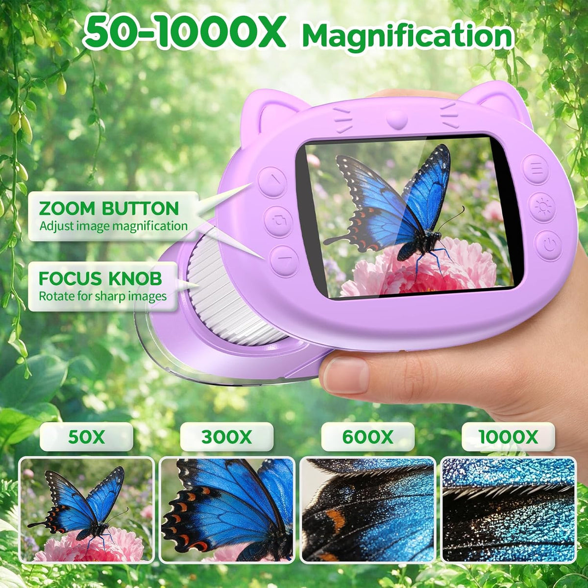 1000X Handheld Digital Microscope para Kids Explorer STEM Toys & Gifts