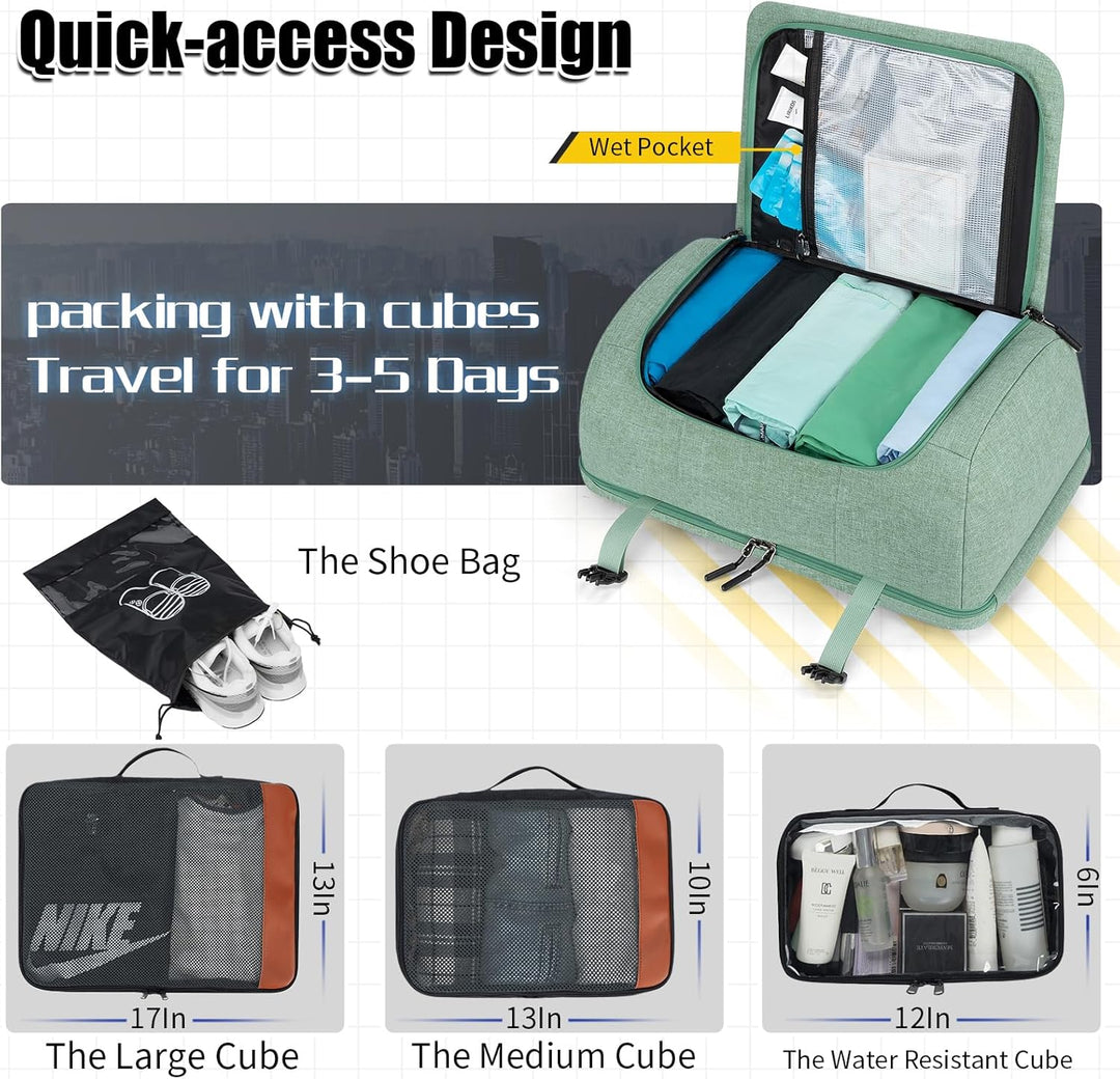 Mochila de viaje Velaybor 42L con 4 cubos de embalaje, bolsa de man...