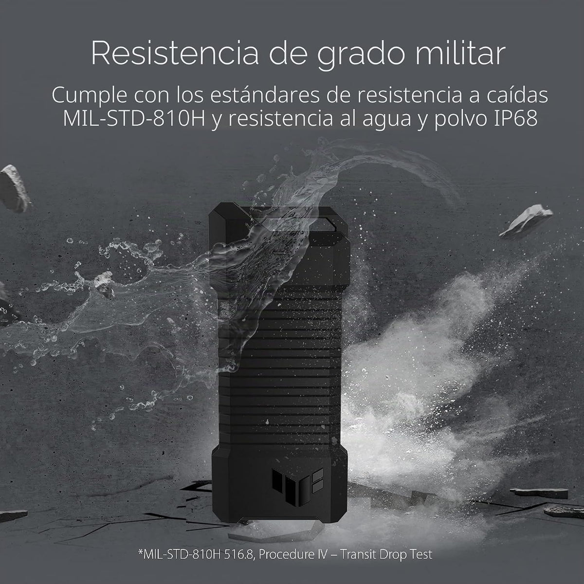 ASUS TUF Gaming A1 - Carcasa externa M.2 NVMe SATA PCIe SSD - USB-C, M.2 Q-Latch para una fácil instalación, resistencia a las caídas, resistencia al agua y al polvo IP68, soporte para PS5 y Xbox, color negro
