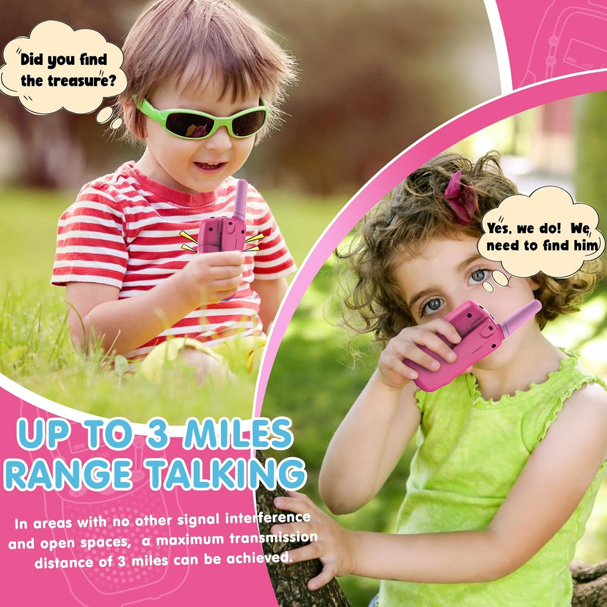 Selieve - Juguetes para niños de 3 a 12 años, walkie talkies para niños de 22 canales, juguete de radio de 2 vías con linterna LCD retroiluminada, rango de 3 millas / 4.82 Km. de alcance para exterior