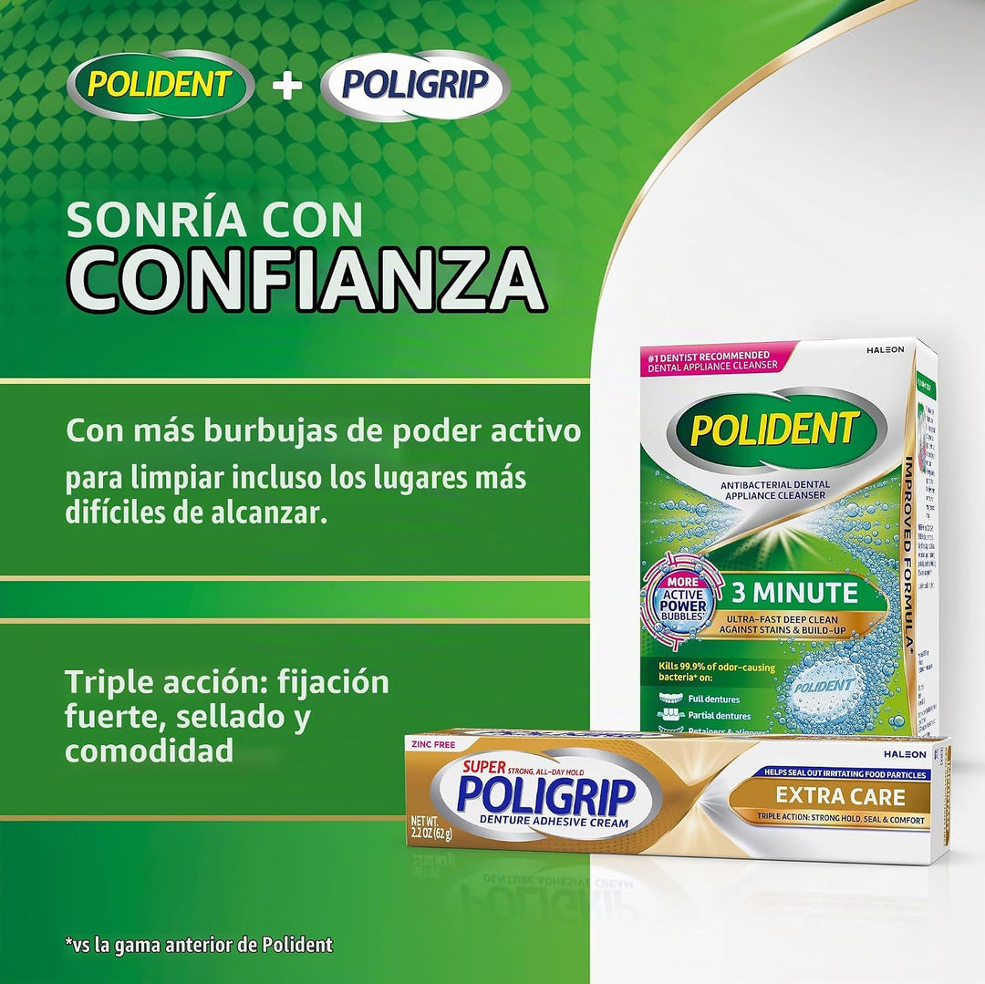 Super Poligrip Extra Care - Crema adhesiva para dentaduras postizas...