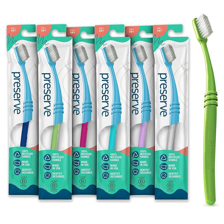 Cepillos de dientes Preserve con funda, 6 unidades. , cerdas suaves...