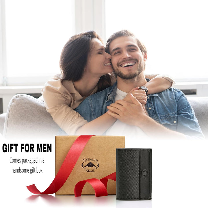 Stealth Mode Billetera triple de piel con bloqueo RFID para hombre,...