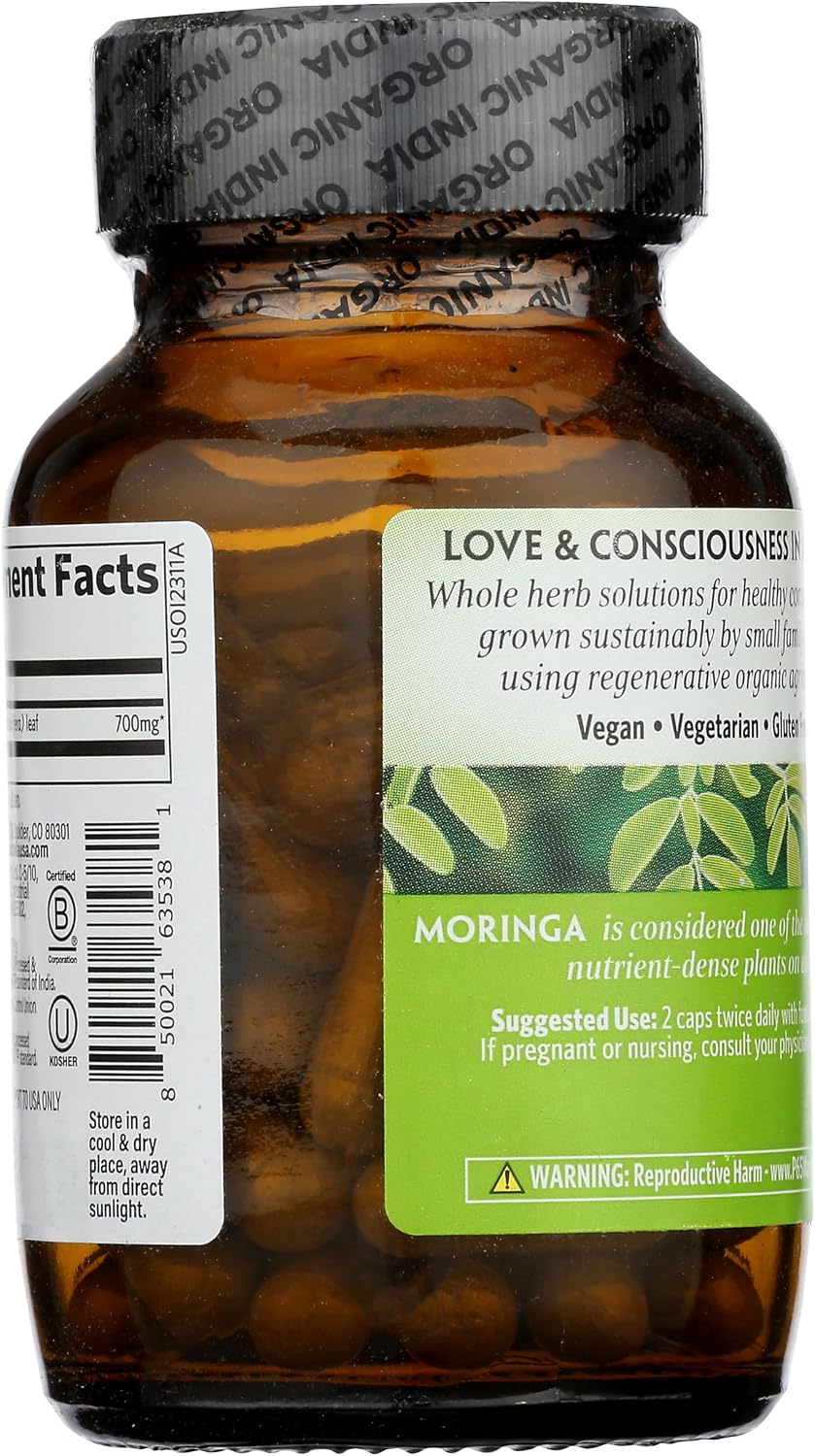 ORGANIC INDIA Cápsulas de Moringa Orgánicas - Suplemento de Hoja de...
