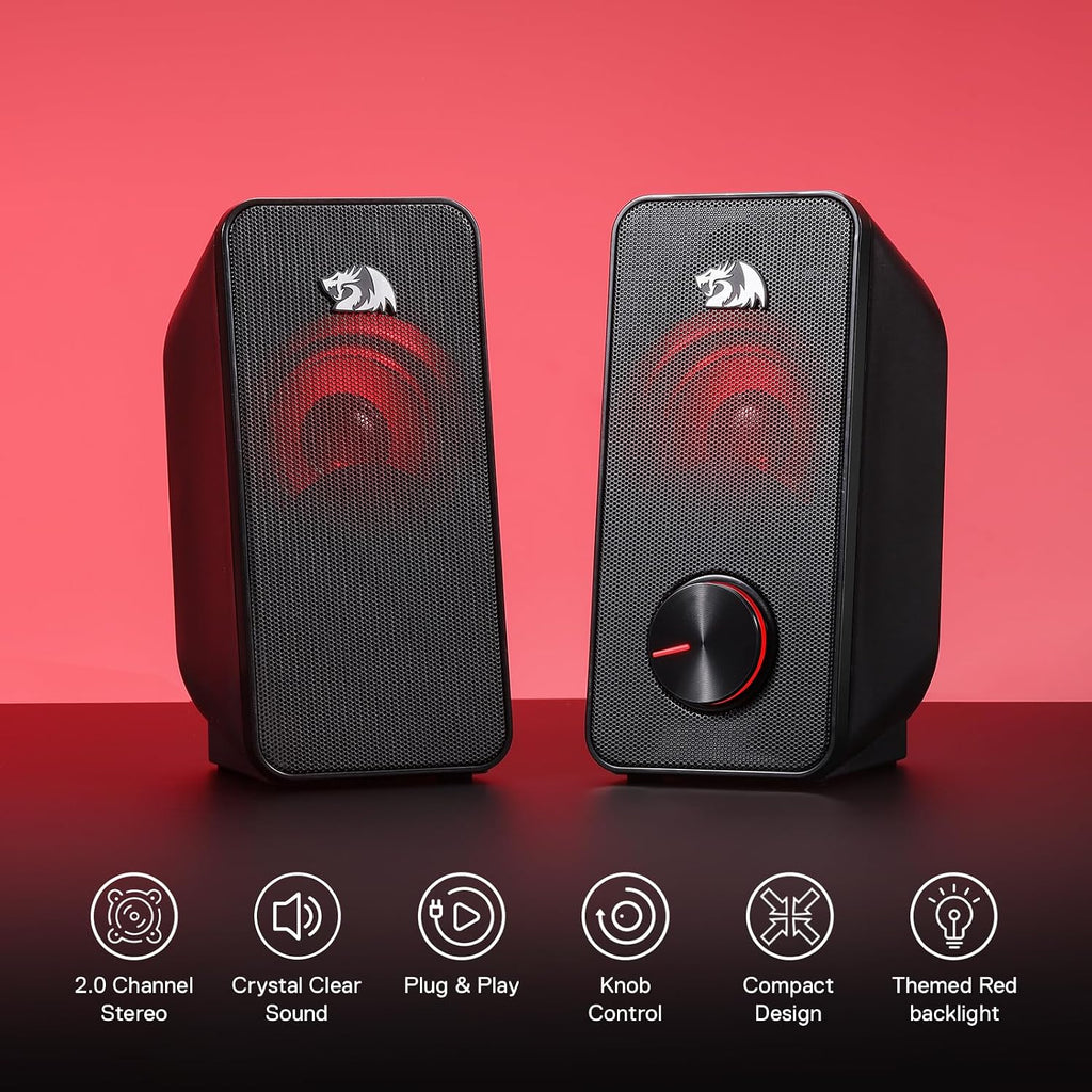 Redragon Altavoces para juegos de PC GS500 Sonido mejorado estéreo de 2.0
