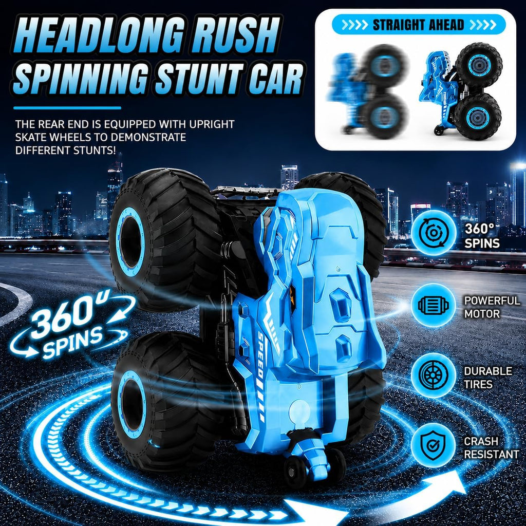 pinkking Monster Truck Juguetes Camión RC Dinosaurio, control remoto con luz y rociador, juguetes RC de dinosaurio para niños, giros de 360° y vehículo monstruo a la deriva con carga Tipo-C para