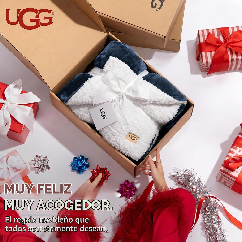 UGG Nita - Manta reversible de vellón de felpa, 50 x 70 pulgadas, color