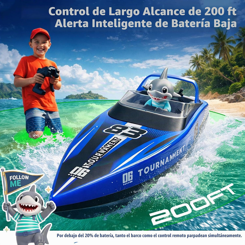 BEZGAR 2 paquetes de 10 pulgadas 15 KPH Fast RC Shark Barcos para niños