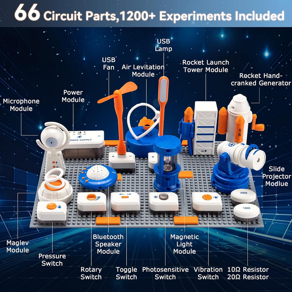 Kits de ciencia para niños con 66 piezas de circuito de bricolaje y más de