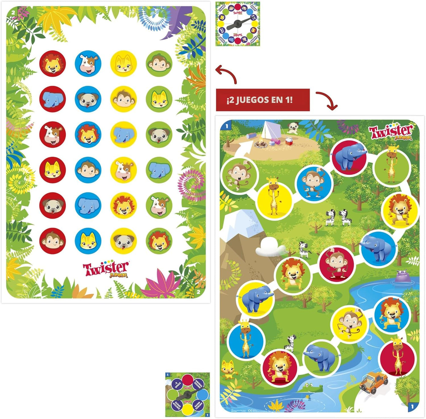 Hasbro Gaming Twister Junior Game Animal Adventure 2 caras