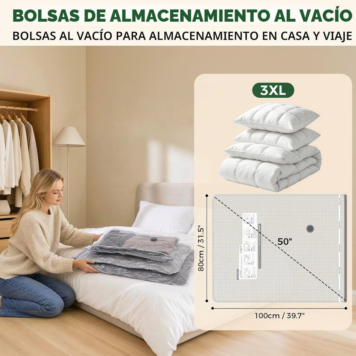 Bolsas de almacenamiento al vacío con bomba digital inalámbrica - 10 Jumbo