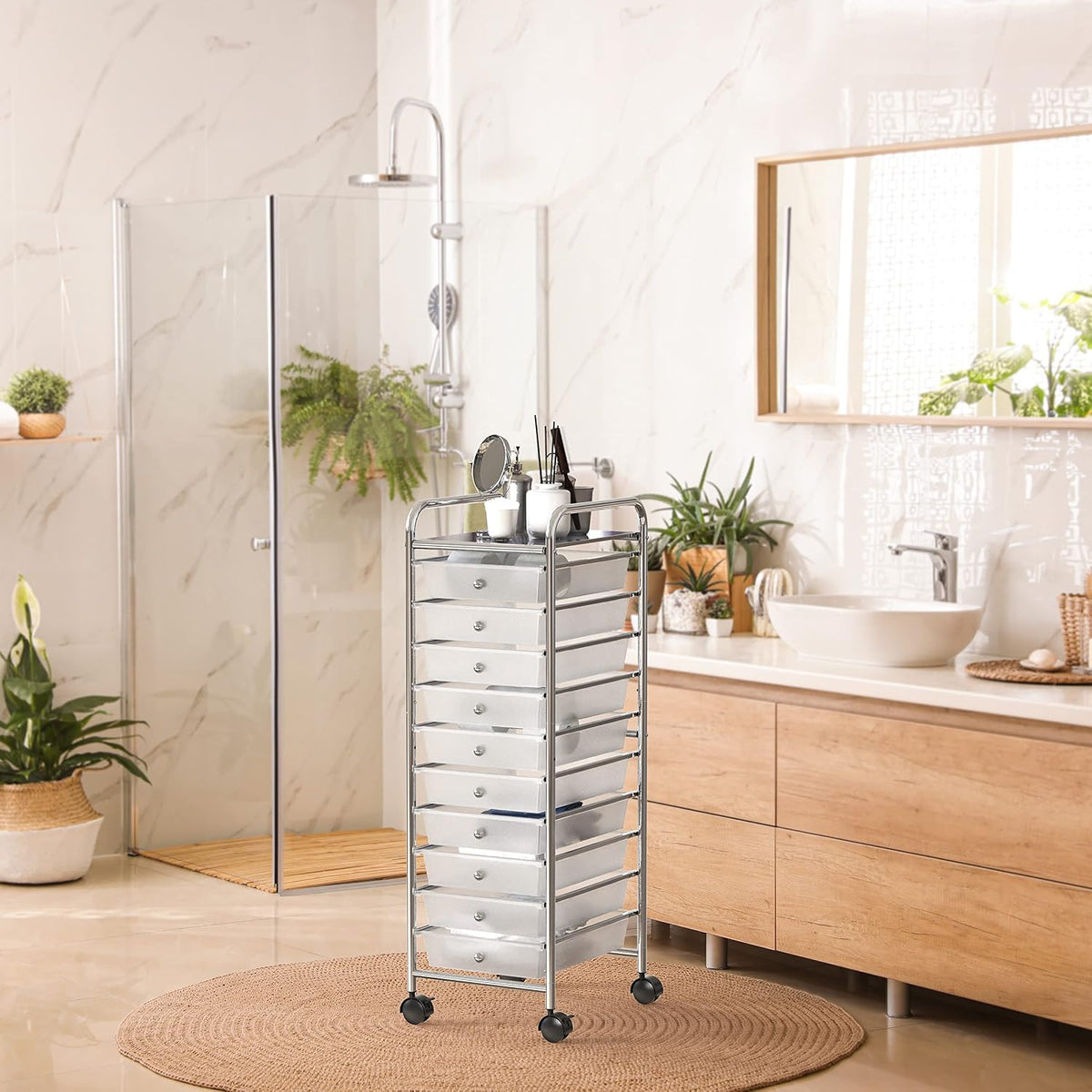 Lámpara Simple Houseware Organizador de carrito utilitario con ruedas de 10 cajones
