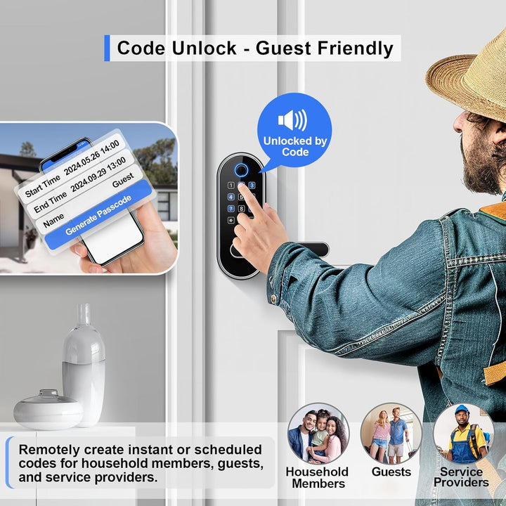 Cerradura inteligente de huellas dactilares Bluetooth con mango y t...