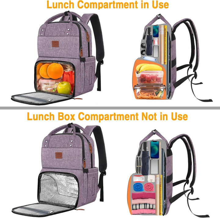 MATEIN - Mochila para mujer con compartimento para almuerzo, mochil...
