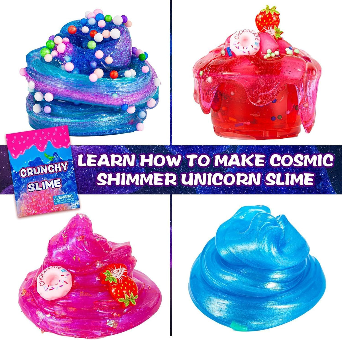 Kit de limo crujiente de unicornio para jardín de frutas, kit de limo brillante para pastel de pantalla de hielo, espuma, cubo de gelatina para recuerdos de fiesta, niños, niñas, cumpleaños, carnaval, tesoro, premios en el aula