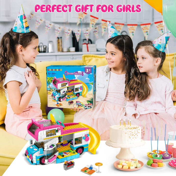 HOGOKIDS Juego de construcción 3 en 1 para niñas cámper y