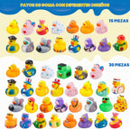 JOYIN 60 patos de goma, patos surtidos aleatorios a granel con bolsa de transporte de malla, mini patitos de goma para juguetes de baño de bebés, juguetes de piscina de verano para niños pequeños, regalos de cumpleaños, recuerdos de fiesta