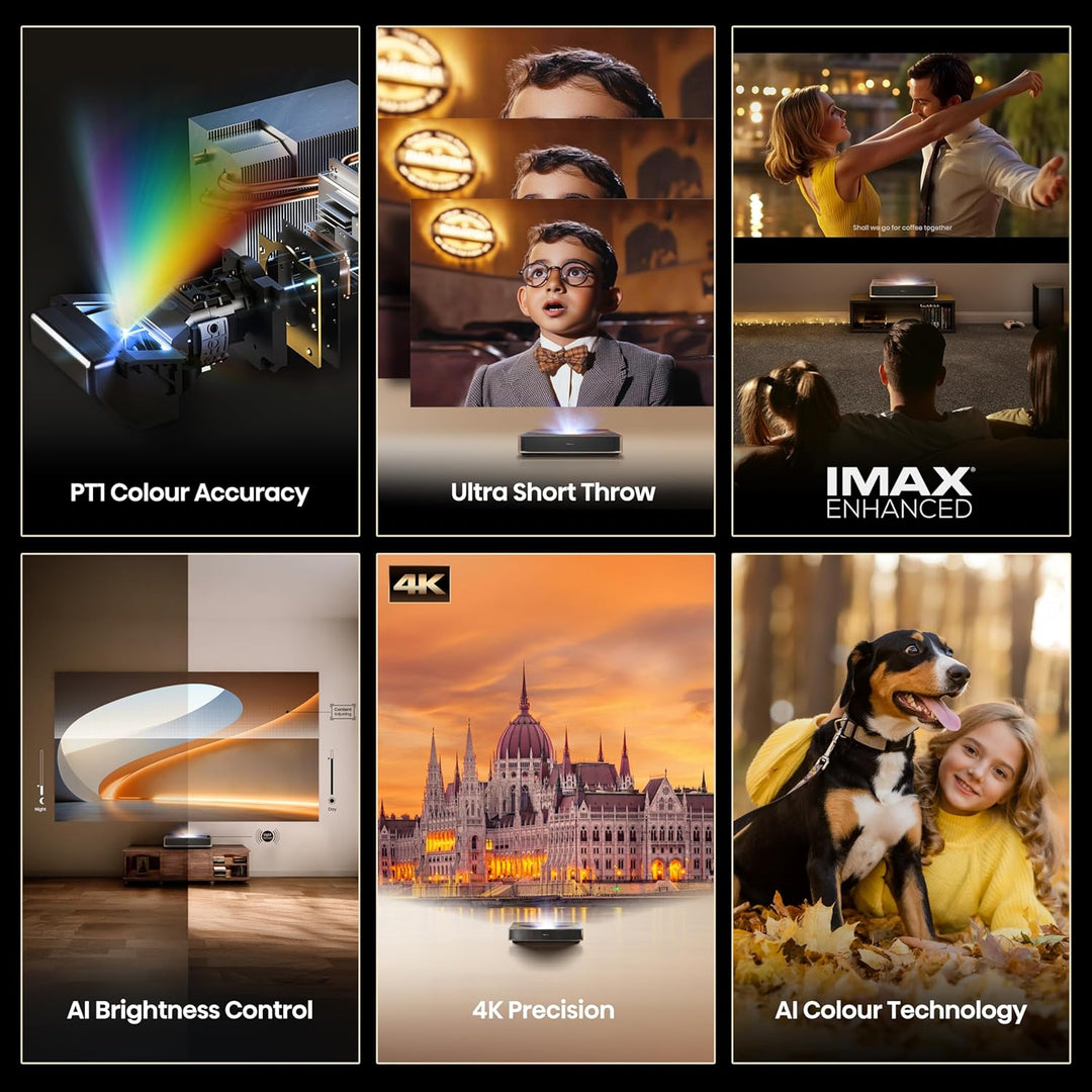 Hisense PT1 Proyector láser triple de distancia ultracorta, UHD 4K,...