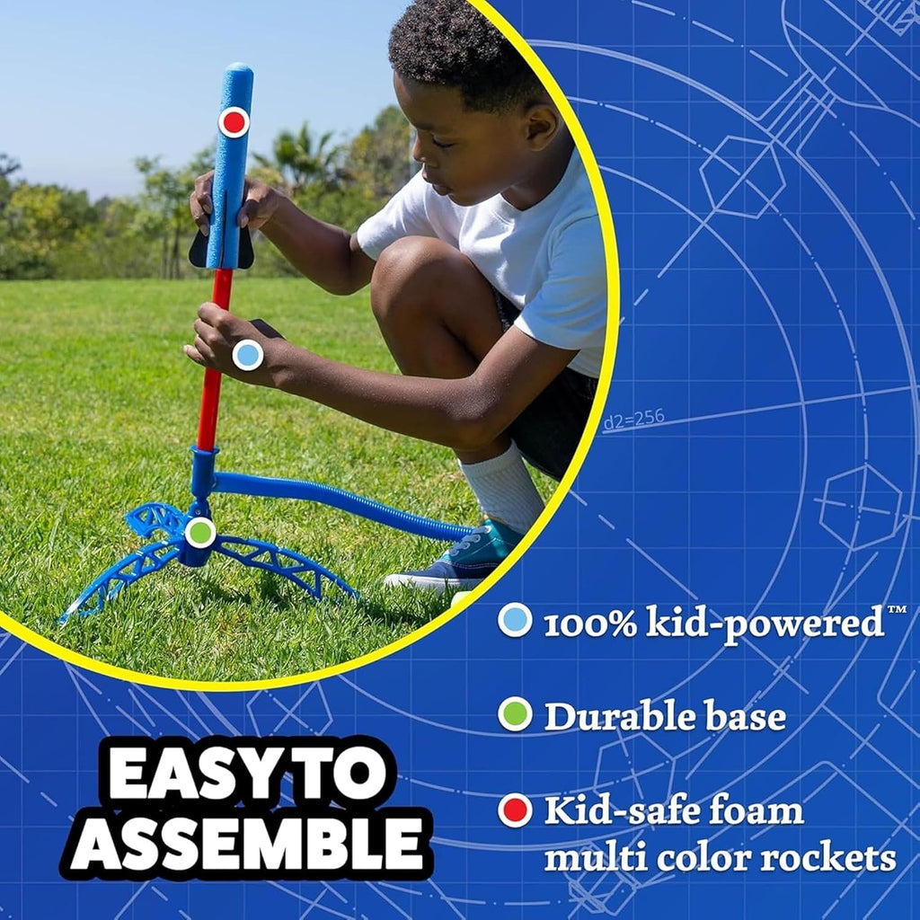 Stomp Rocket Jr Multi-Color Rocket Launcher para Kids, 8 Rockets