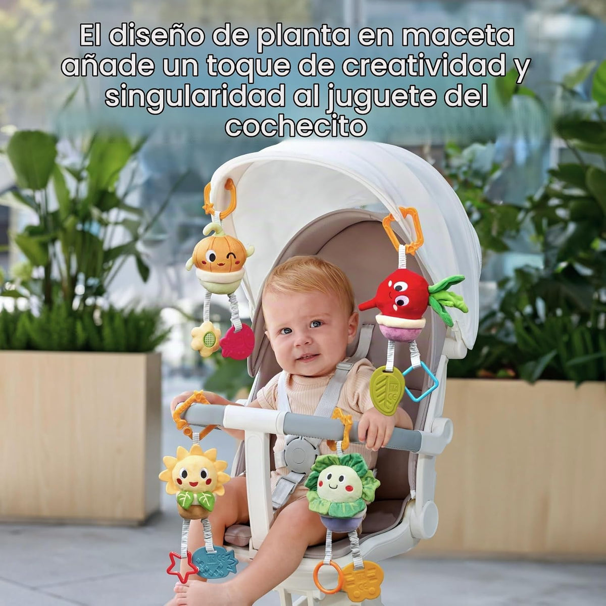 TUMAMA 4 Pcs Potted Vegetable Hanging Car Seat Toys para Baby 0 3 6 9 Months