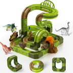 Juego de tren eléctrico de dinosaurio para niños, 90 piezas de