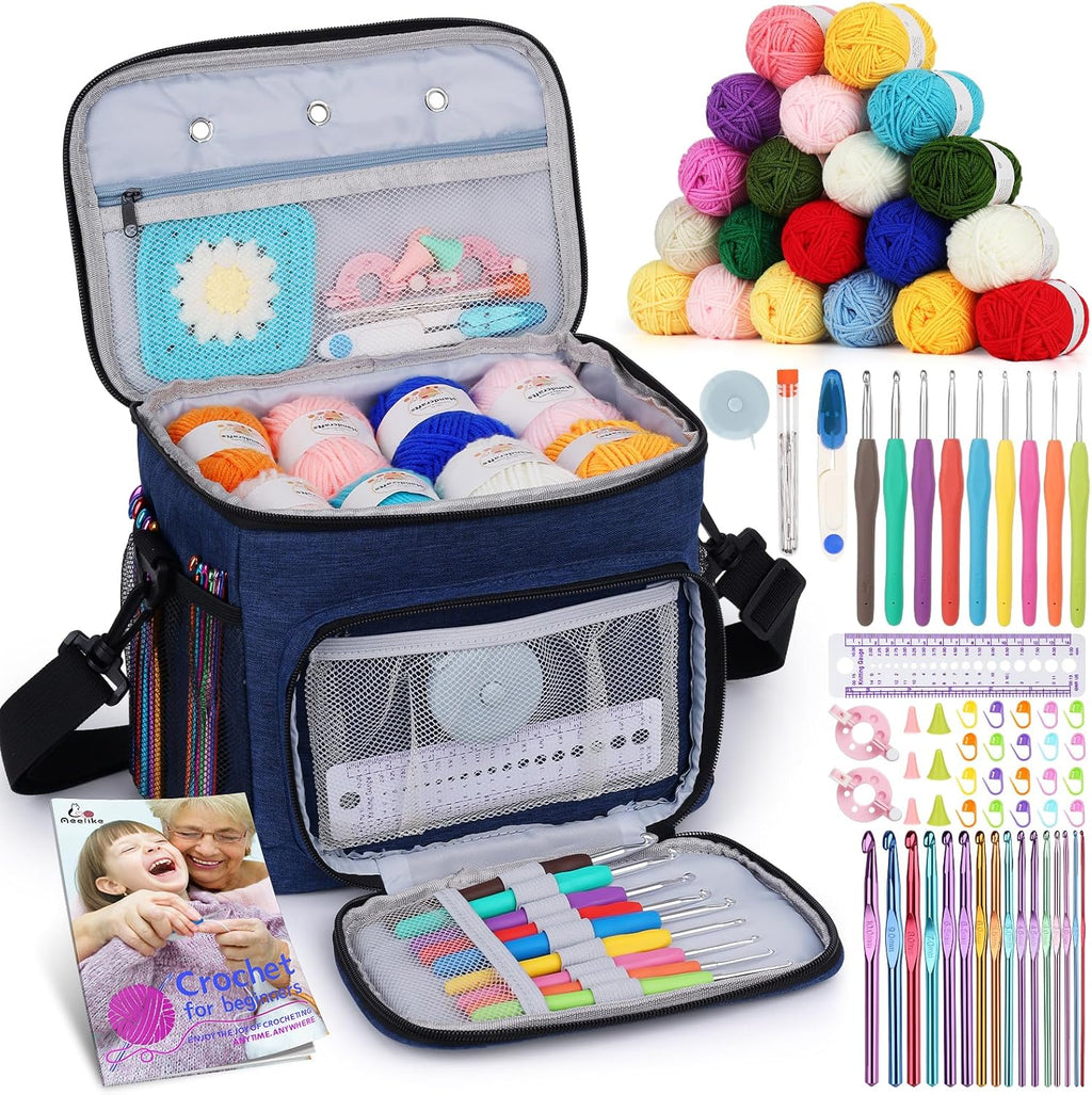 Aeelike Kit de 87 piezas para principiantes de ganchillo para adultos, kit