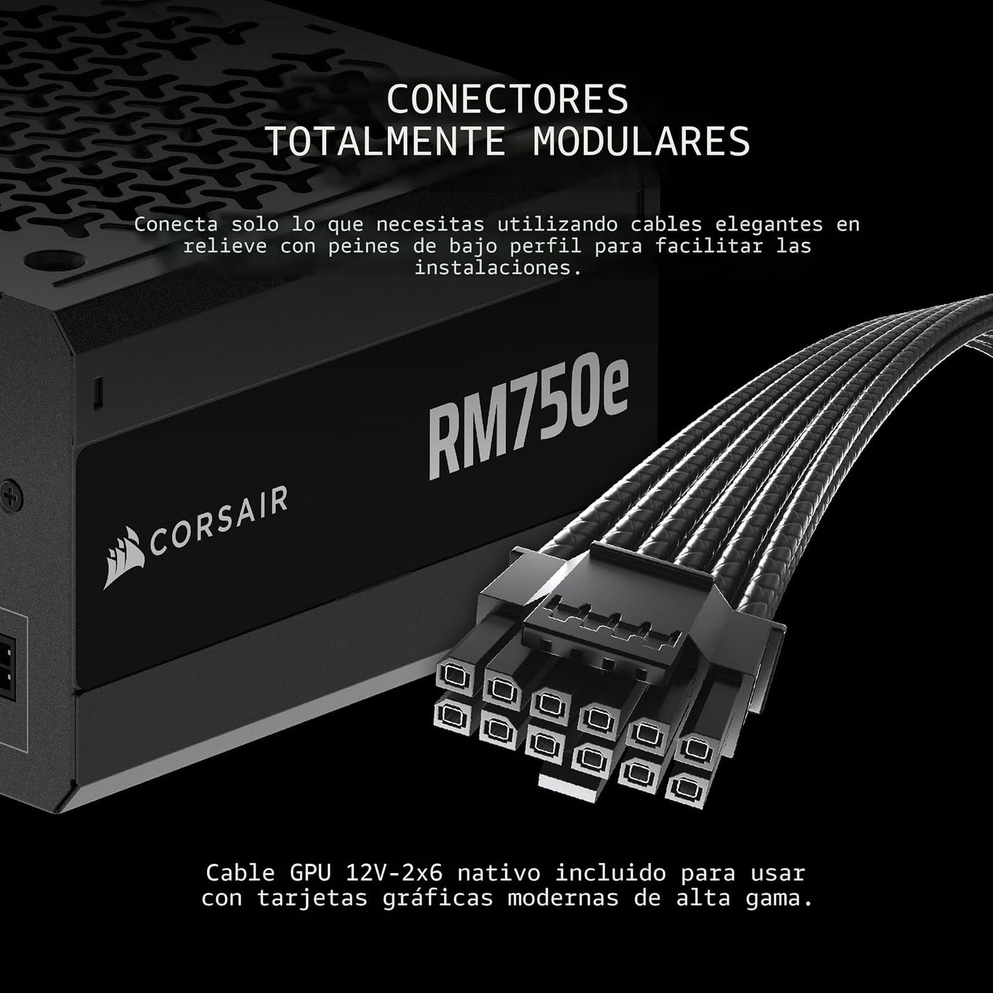 CORSAIR RM750e ATX 3.1 PCIe 5.1 Ready Fuente de alimentación comple...