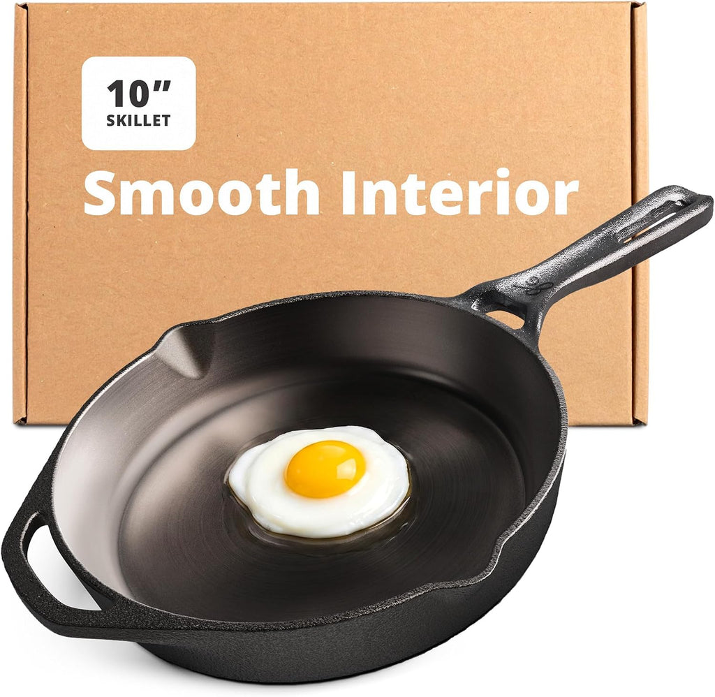 Greater Goods Sartén de hierro fundido de 10 pulgadas, superficie lisa