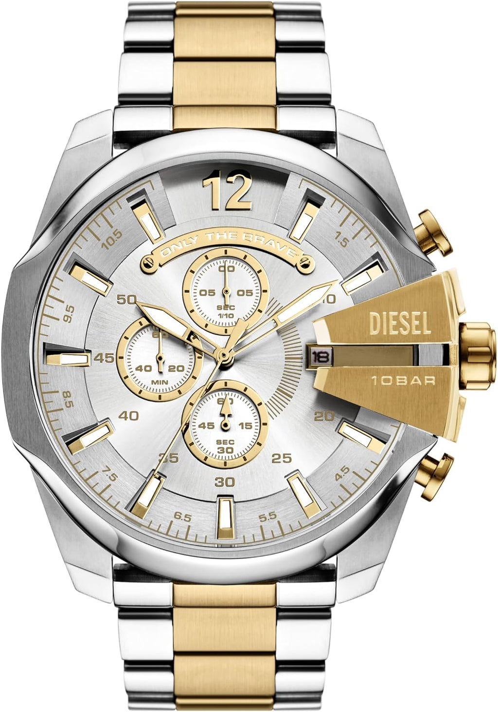 Reloj cronógrafo Diesel para hombre Mega Chief en acero inoxidable bicolor (Modelo: DZ4701)