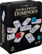 Spin Master Games Double 15 Dominoes Set en Storage Tin Classic Tile Game
