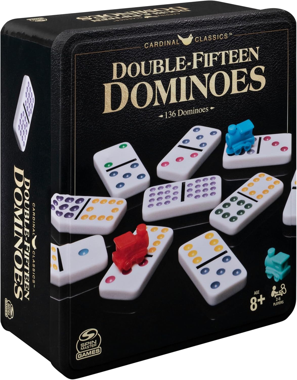 Spin Master Games Double 15 Dominoes Set en Storage Tin Classic Tile Game