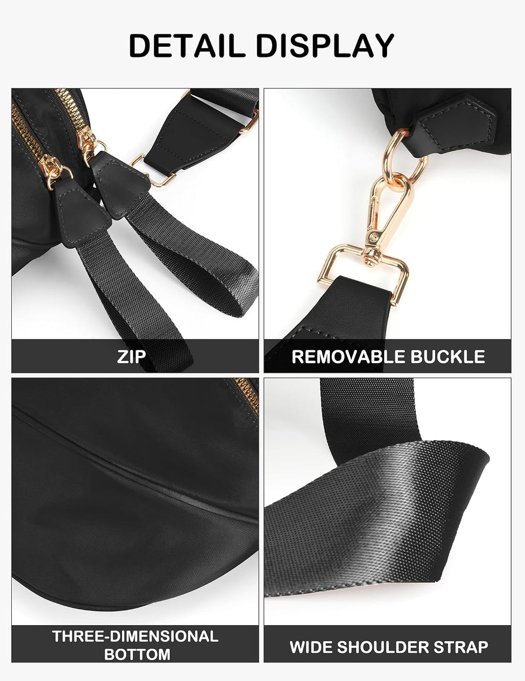 Bolso cruzado espacioso de nylon, bolsa de cintura, bolsos, billeteras, carteras de moda, bolso de hombro para mujer