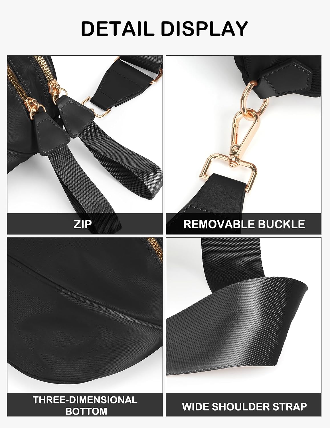 Bolso cruzado espacioso de nylon, bolsa de cintura, bolsos, billeteras, carteras de moda, bolso de hombro para mujer
