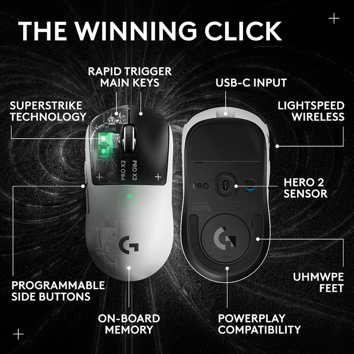 Logitech G PRO X2 SUPERSTRIKE Mouse inalámbrico para juegos: interr...
